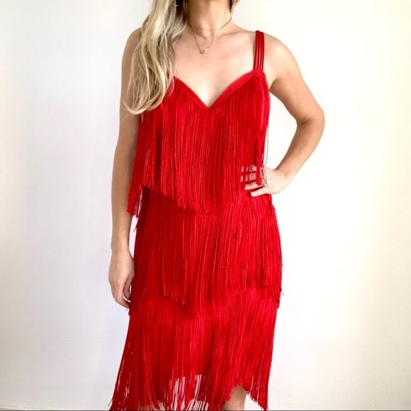 Red Tiered Fringe 1920’s Flapper Dress Small - Picture 4 of 16